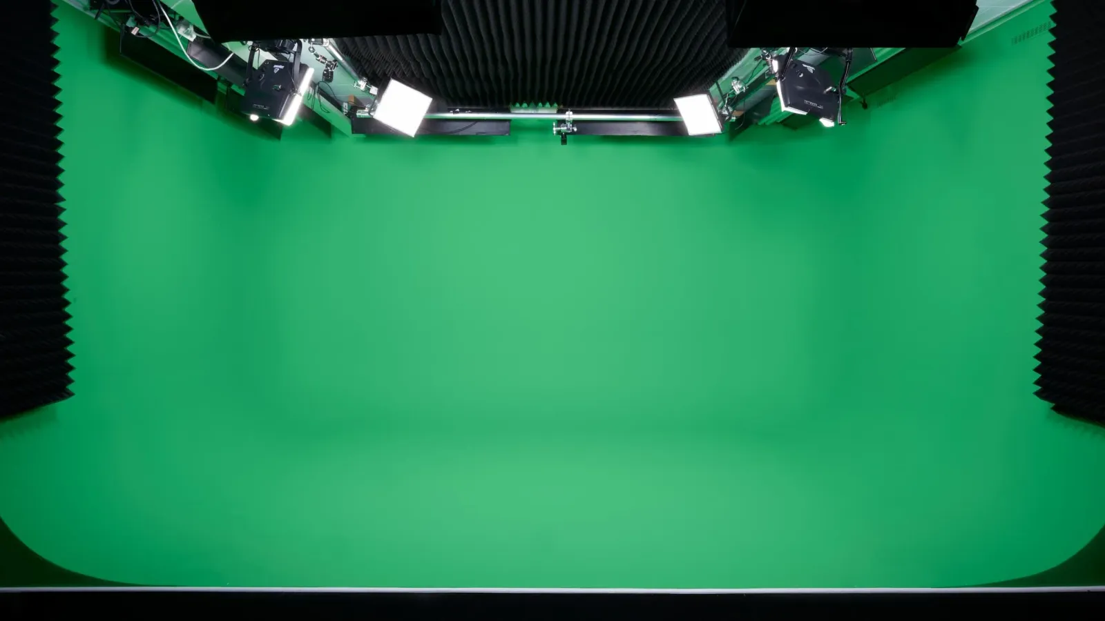 Professional green screen studio in Södermalm, Stockholm — cameras, lighting and acoustic panels